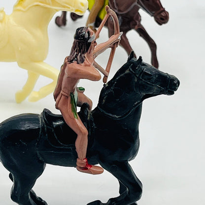 Vintage Hand Painted Plastic Molded Cowboys and Indians With Horses 19pc Lot SC3