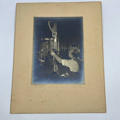 1939 Original Photo Man in Factory w/ Alfred Suter Textile Measuring Device FL4