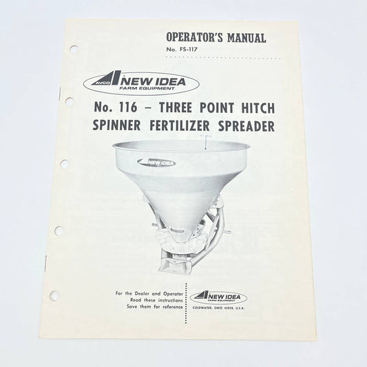Original 1975 New Idea Manual FS-117 116 3 Point Hitch Spinner Fertilizer TB9-2