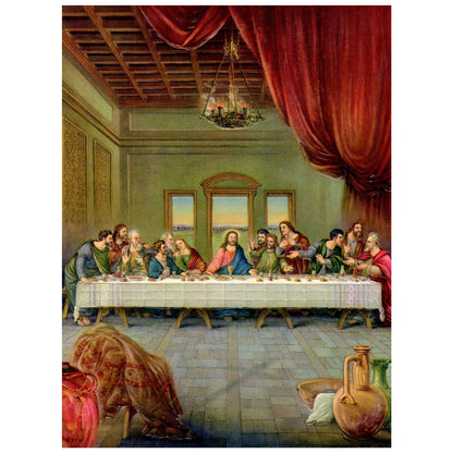 Vintage Print EMBOSSED The Last Supper Da Vinci ~7.5x10" AC9