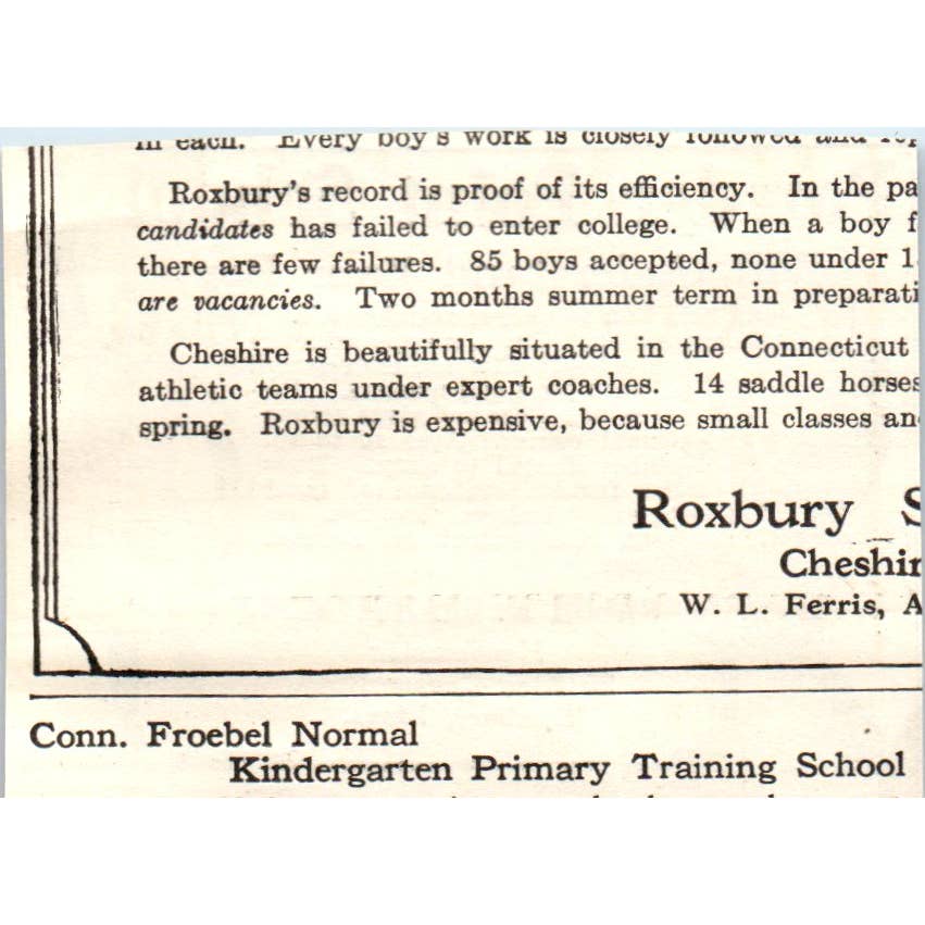 c1920 Harper's Ad - Powder Point School Ralph K. Bearce Duxbury Mass EA3-1