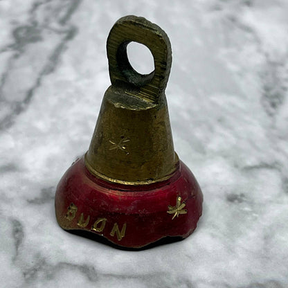 Vintage Etched Brass Bell of Sarna Natale Buon 2" India SA2