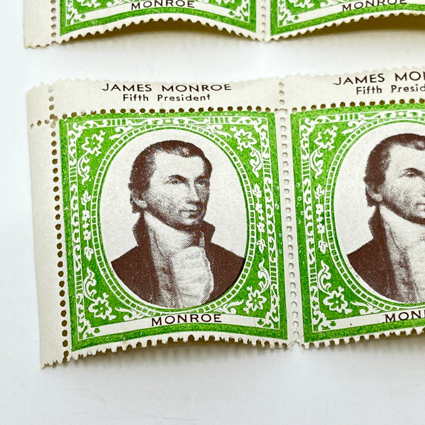Vintage Lot of 12 James Monroe Fifth President Green Non Denominated Stamps SC9