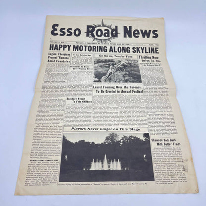 1936 ESSO Road News Newsletter and Map Esso Tours and Detours D8