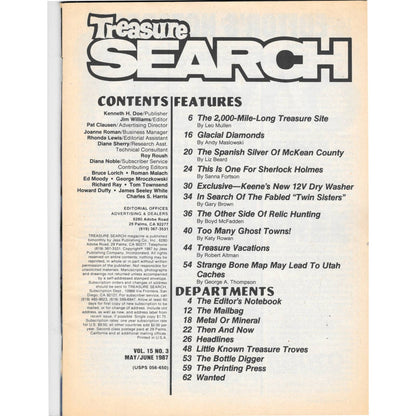 Treasure Search Magazine 1987 May/June Metal Detecting Gold Diamonds M2