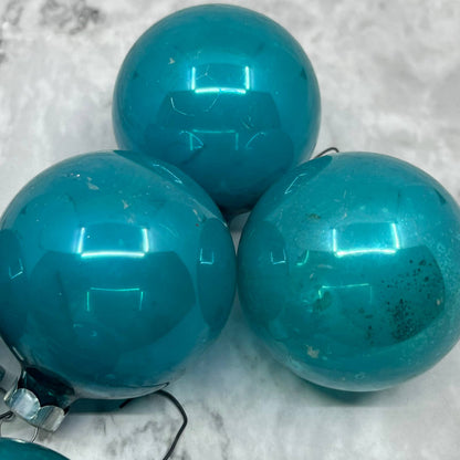 Vintage Lot of 5 Opaque Blue 1.75" Mercury Glass Ornaments TJ9