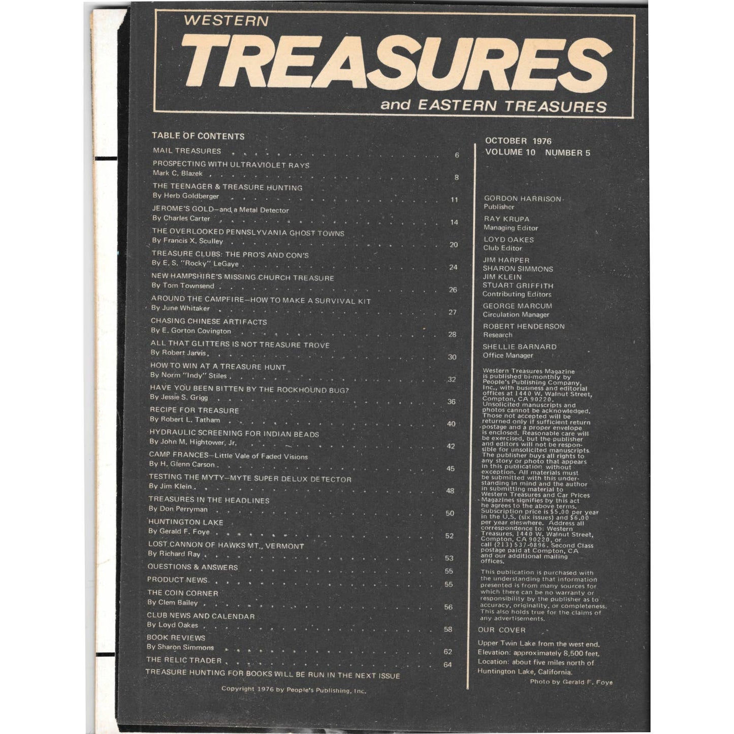 Western Treasures and Eastern Treasures Magazine Metal Detecting Oct 1976 M3