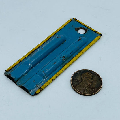 Vintage Flat Tin Whistle Yellow & Blue Works SC3