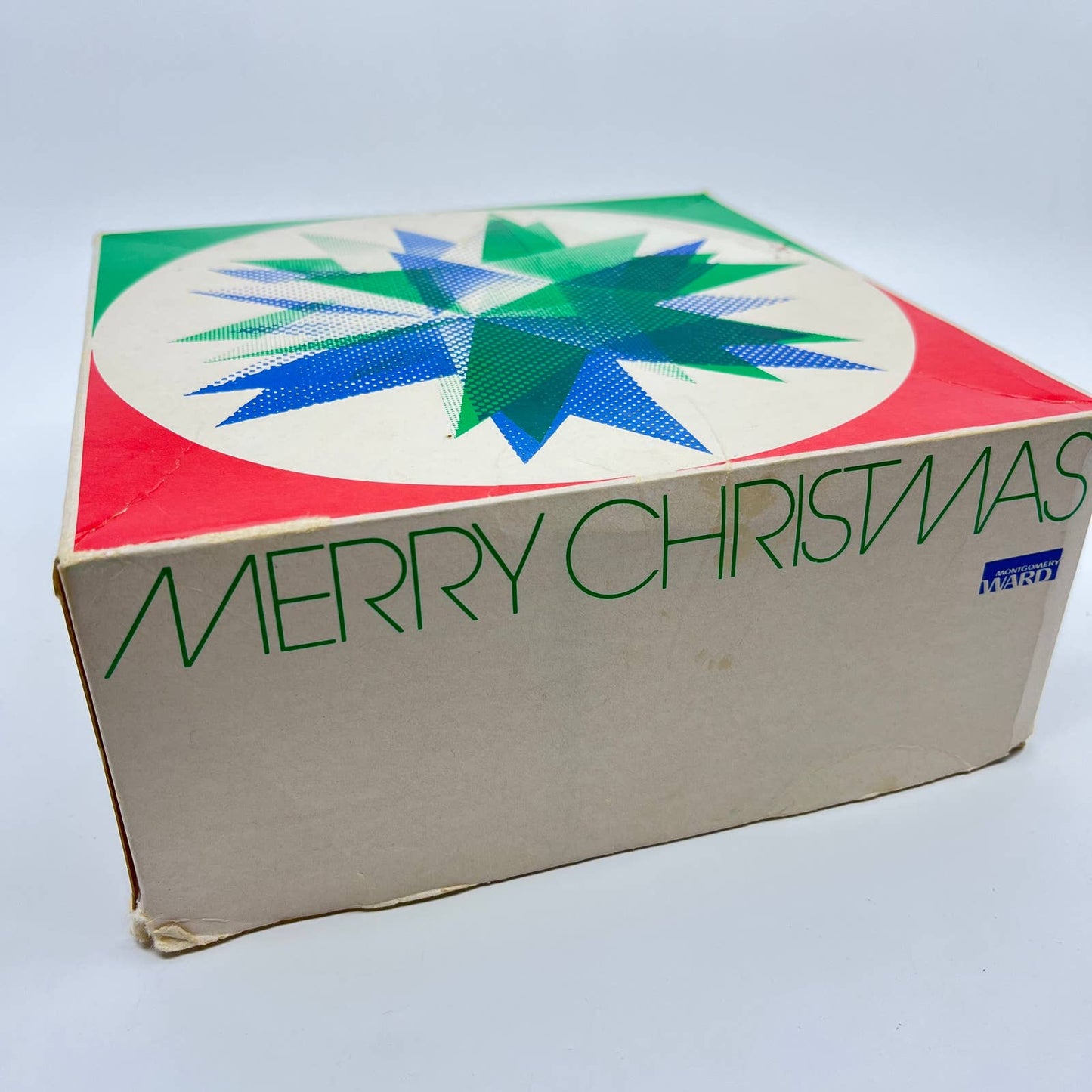 Vintage Montgomery Wards Christmas Gift Box 8 x 8 x 3 1/2” TE4