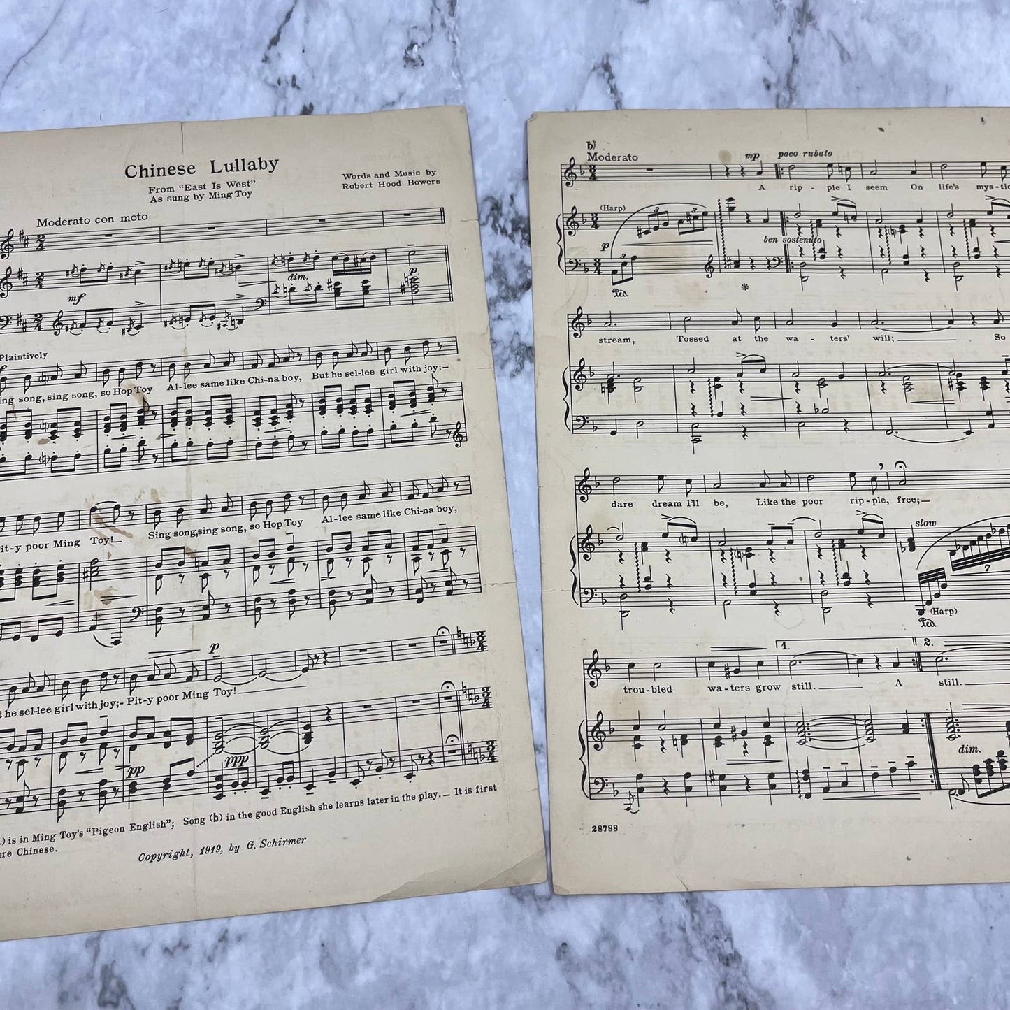 Chinese Lullaby Sheet Music Fay Bainter East is West 1919 Robert Hood Bowers TH1