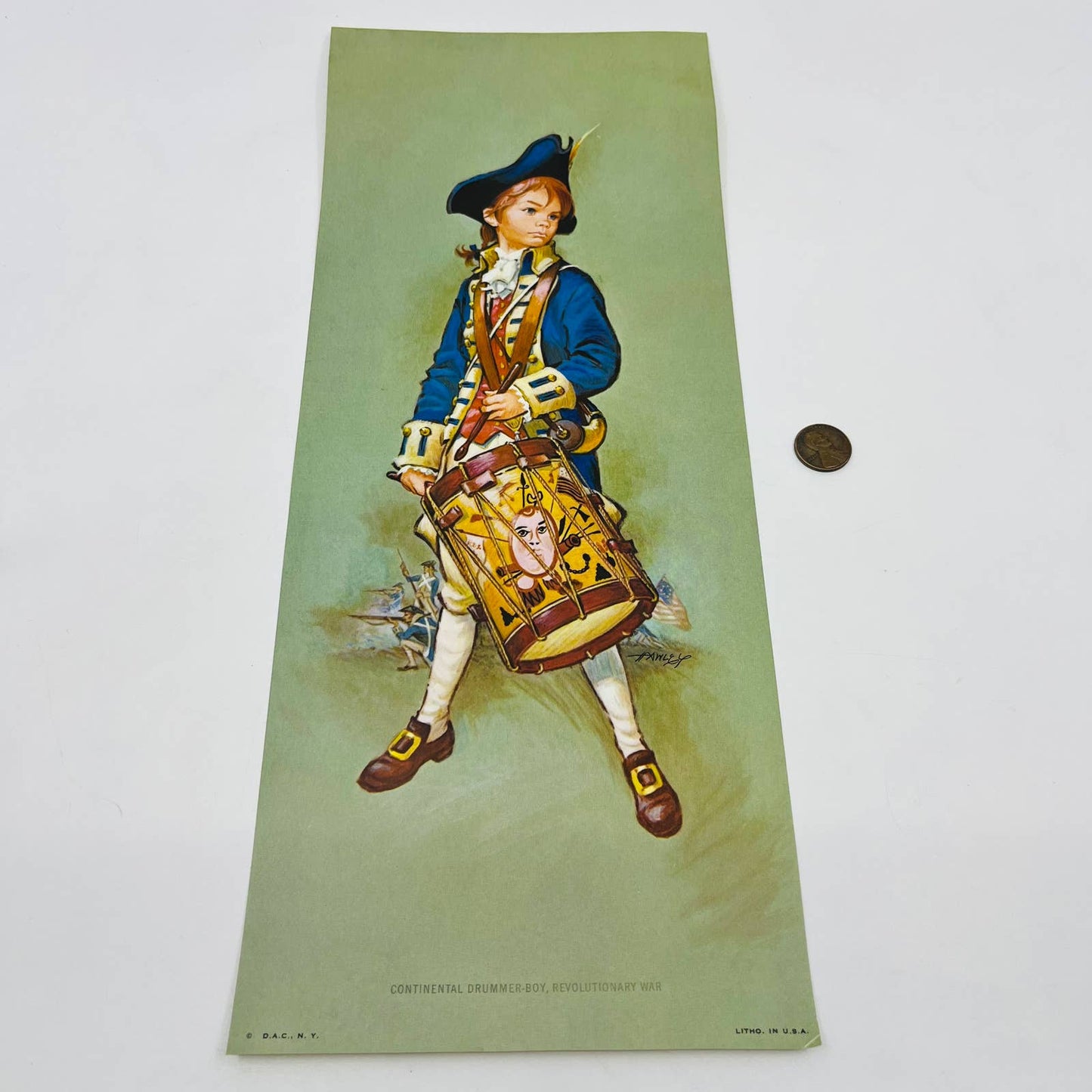 1969 Donald Art Co Hawley Print Drummer Boy Revolutionary War 6x15 FL2