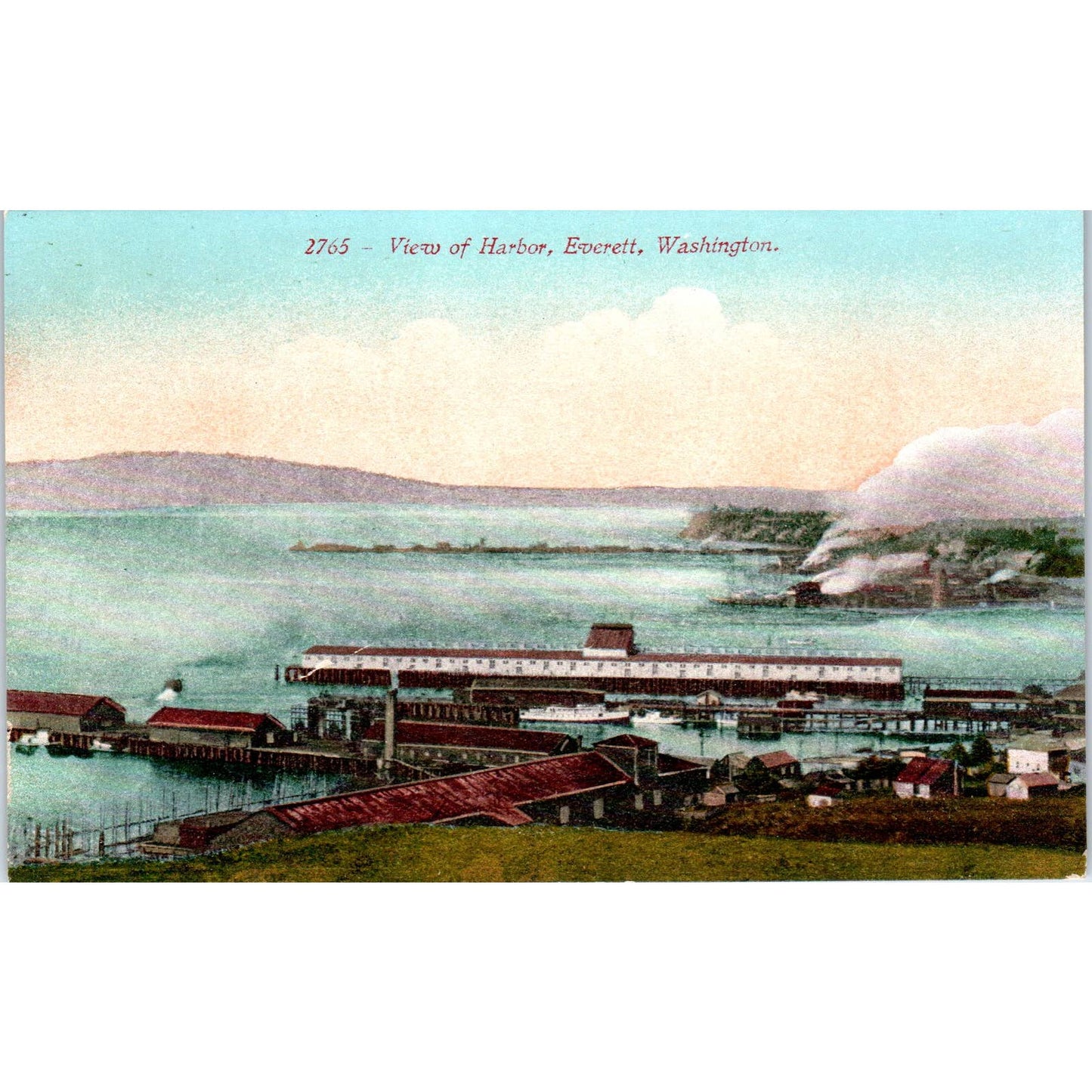 Vintage Postcard View of Harbor Everett Washington TD9-W2