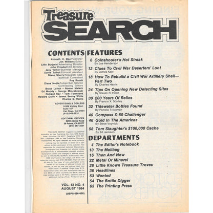 Treasure Search Magazine 1984 August Metal Detecting Gold Diamonds M2