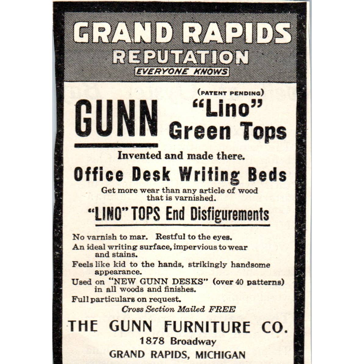 c1920 Harper's Magazine Ad - Gunn Furniture Co. Grand Rapids MI EA3-4