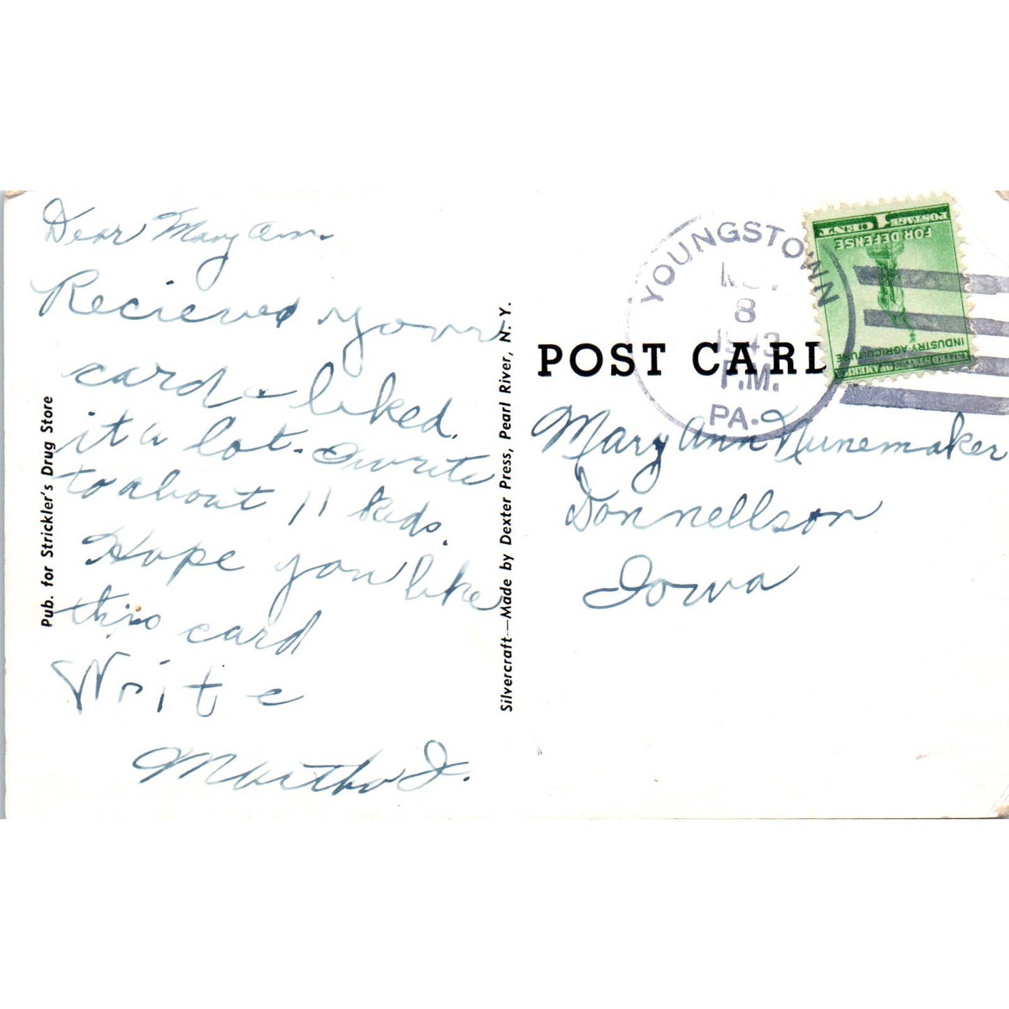 Vintage Postcard Weldon Street Looking East Latrobe Pennsylvania TI1-1