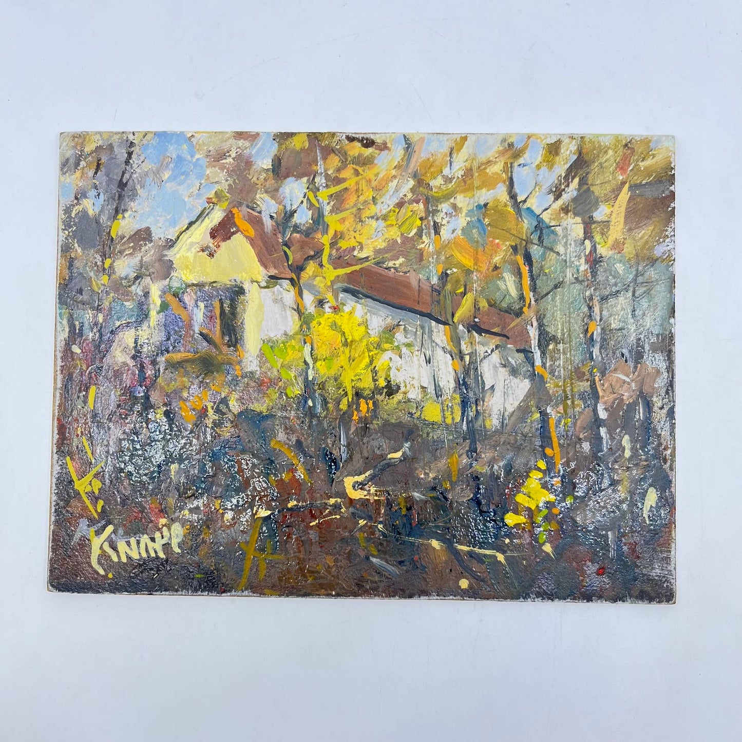 Covered Bridge - Joel Knapp Signed Original Artwork Oil on Masonite 6x8” TF9