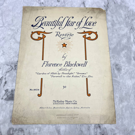 Beautiful Star of Love Florence Blackwell 1919 Sheet Music TK2-SM