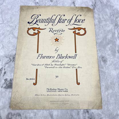 Beautiful Star of Love Florence Blackwell 1919 Sheet Music V37-5