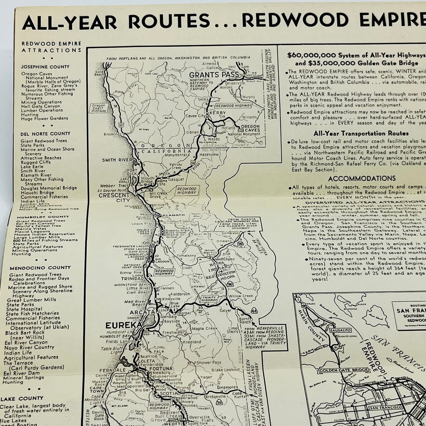 1939 SAN FRANCISCO TOURIST SIGHTSEEING MAP PAMPHLET WORLD’S FAIR GOLDEN GATE A1