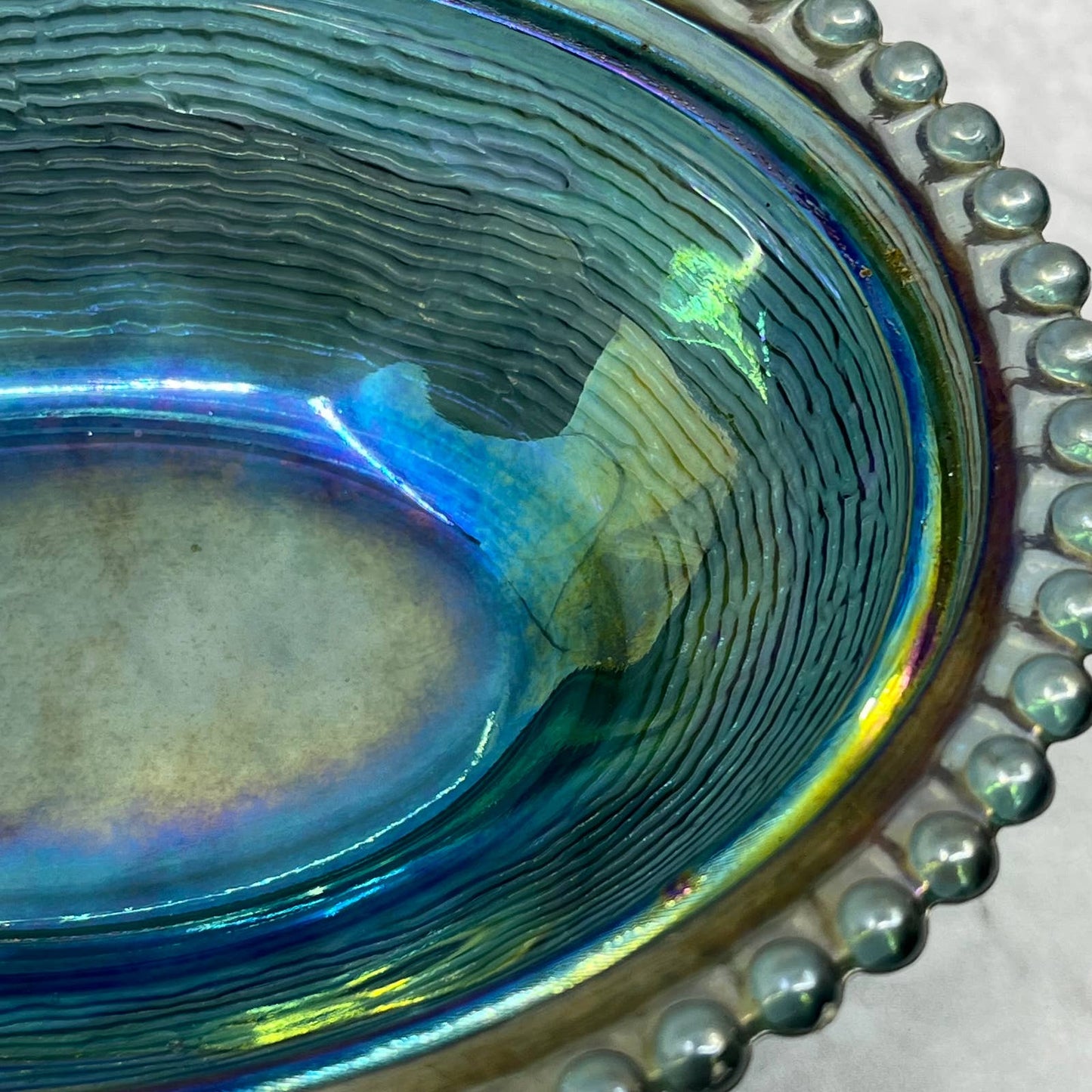 Vtg Nesting Hen Blue Carnival Glass Indiana Hen on Nest Candy Dish ~7x5" TI6