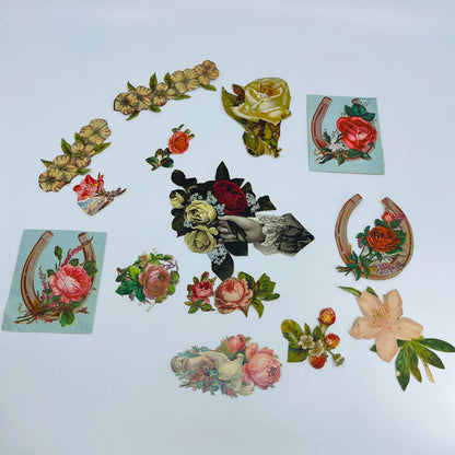 1880s Huge Lot Victorian Cut Out Scrap Flowers Roses Lithograph Scrapbooking EA2