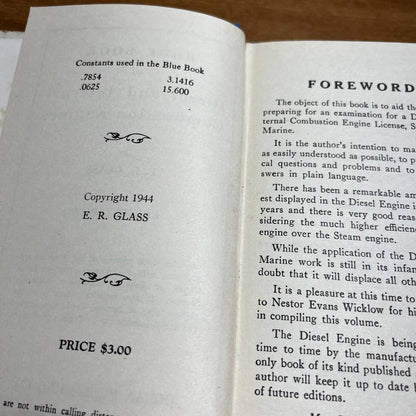 Blue Book of Diesel & Internal Combustion Engines ER Glass 1944 Dust Jacket TH8