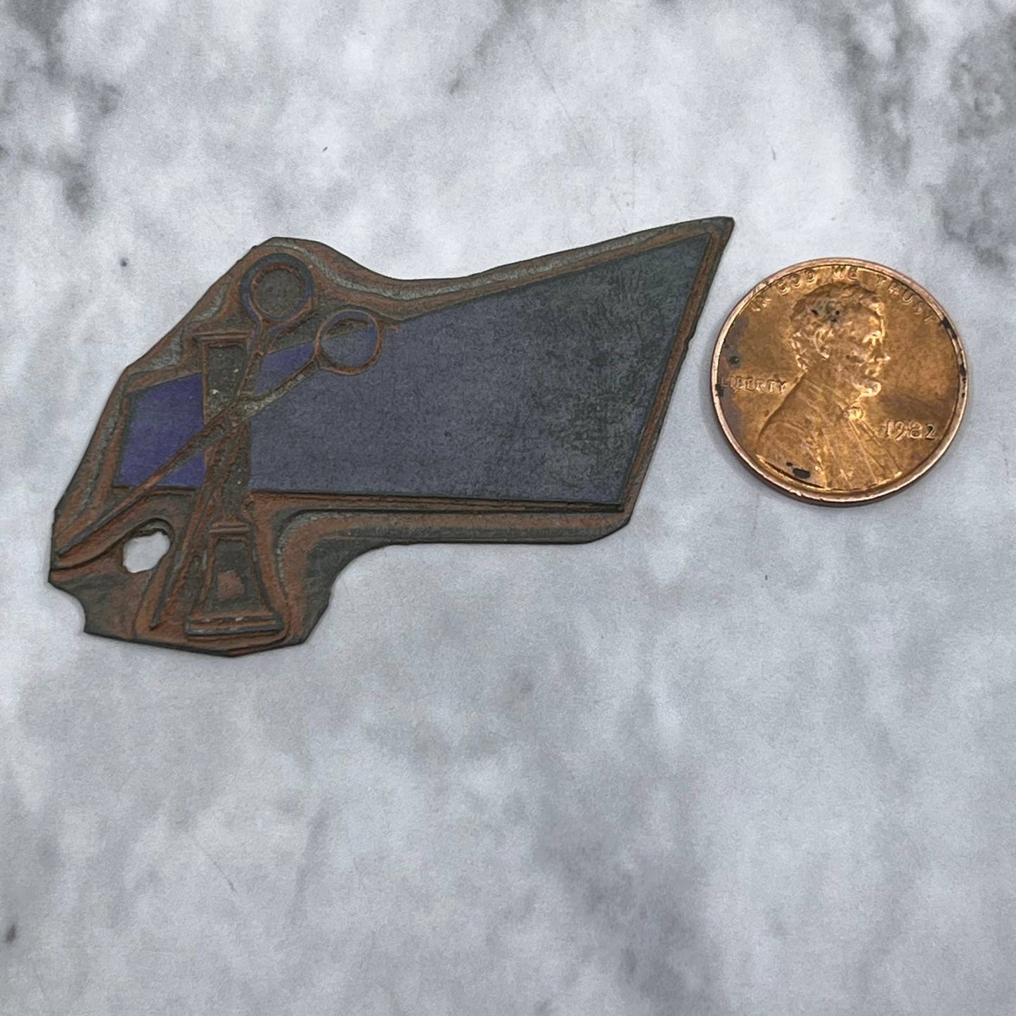 Vintage Printing Letterpress Printers Block Plate Salon Barber Shop Shears SE823