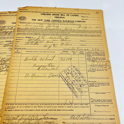 1953 The New York Central Railroad Co RR Original Bill of Lading Lot of 10 AB1-2
