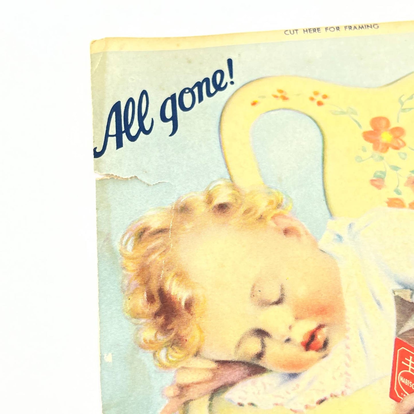 1920s Nabisco Graham Crackers Ad Lithograph Sleeping Baby AB8