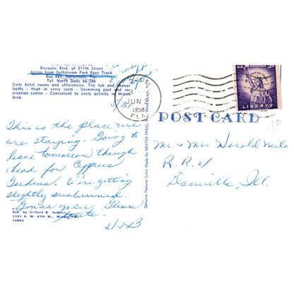 Vintage Postcard - Casa Loma Motel Hallandale Florida 1958 P4-6