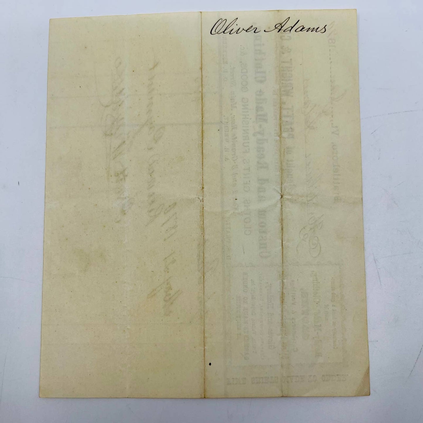 1870 Pratt Wright Clothing Oliver Adams Brattleboro VT Letterhead Billhead AA5