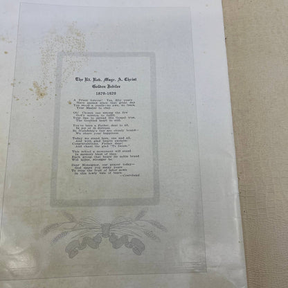 1929 Program Sacerdotal Golden Jubilee of Reverend Adam Christ Lebanon PA TH7