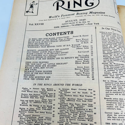 1949 Aug - The Ring Boxing Magazine – Tommy Yarosz Cover Cerdan Walcott TA5