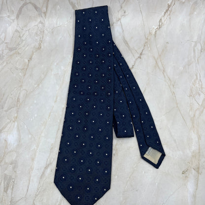 Retro Men's Blue and White Textured Polyester Necktie Tie TK3