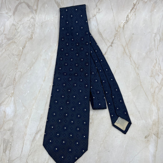 Retro Men's Blue and White Textured Polyester Necktie Tie TK3