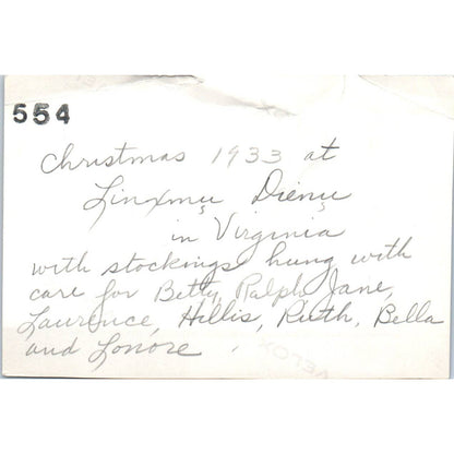 1933 Original Photo Virginia Christmas Stockings Hanging on Mantel 3x4 TJ9-PG7