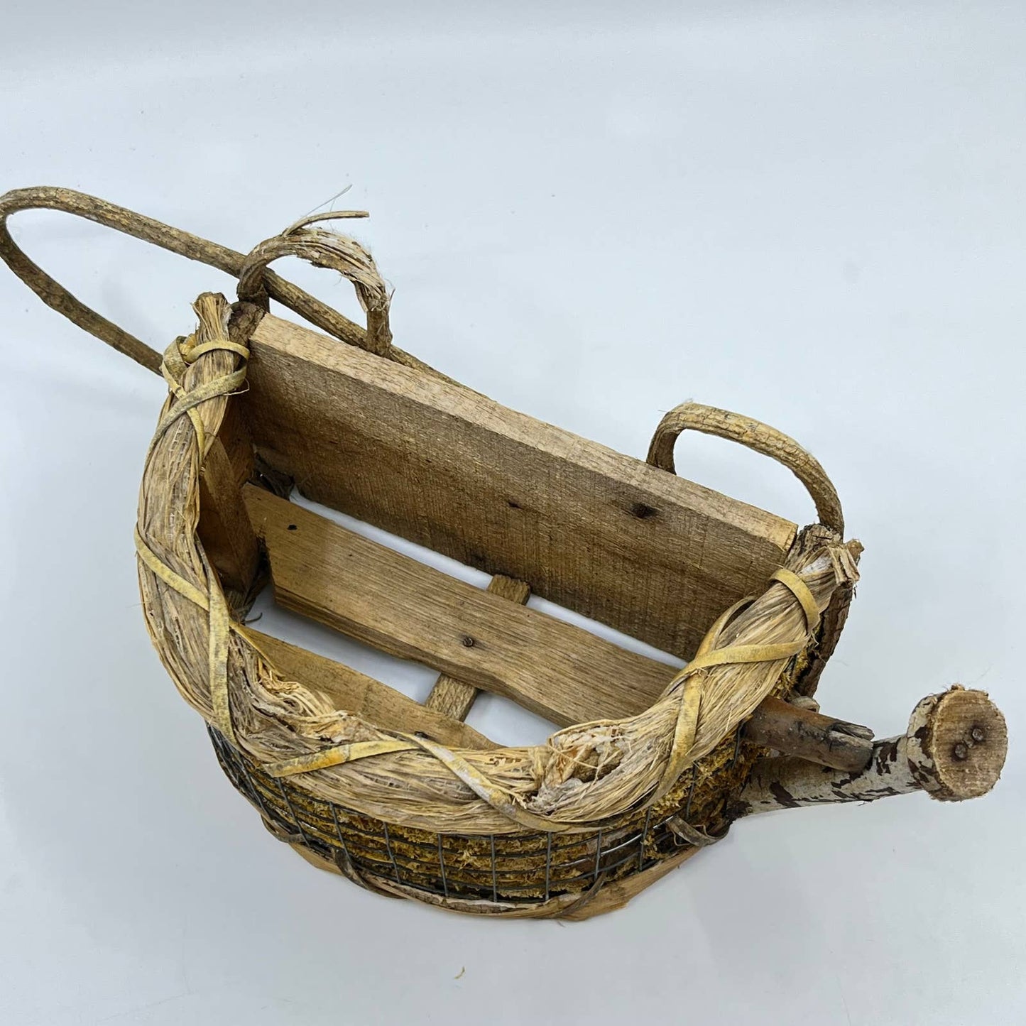 Rustic Primitive Wooden Watering Can Flower Pot Planter Country Decor 12x3.5 TF5
