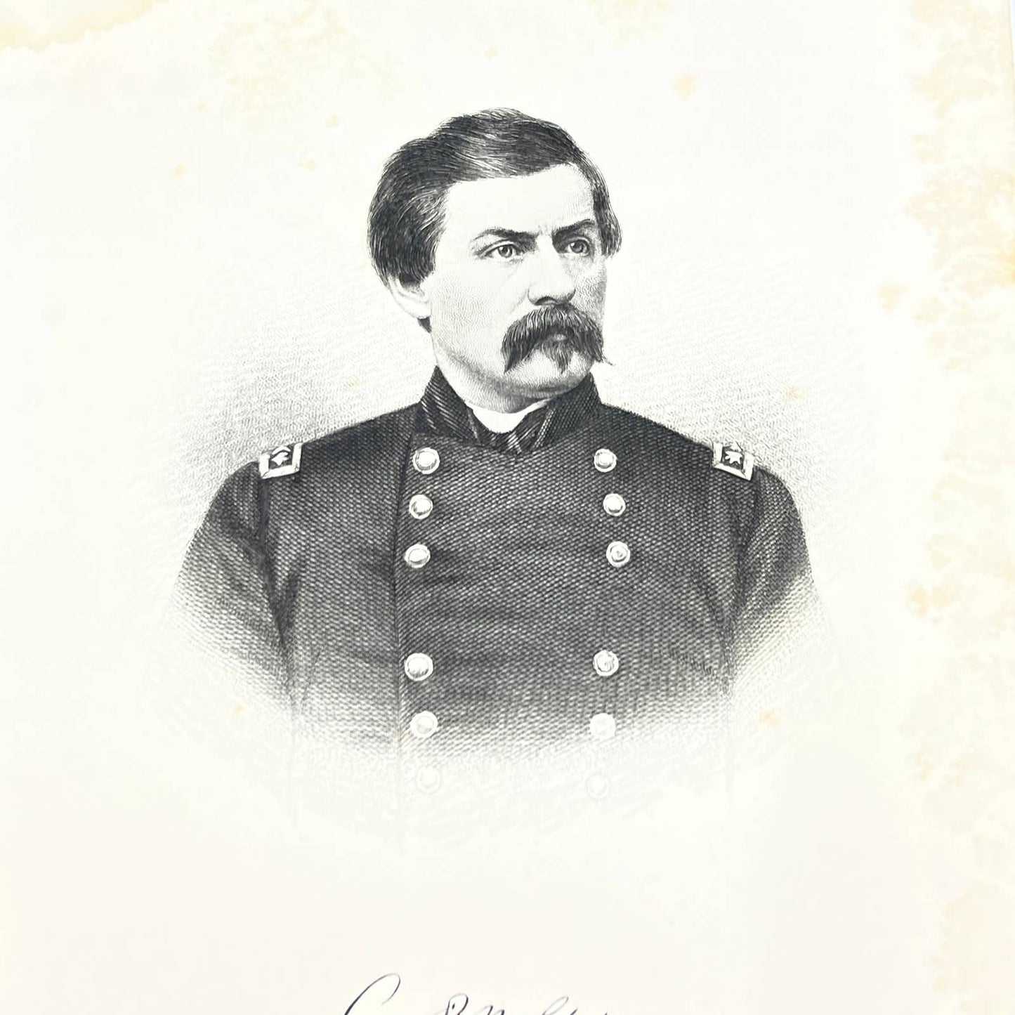 1882 Original Steel Art Engraving - Union General George B. McClellan 9x5.75 AC3