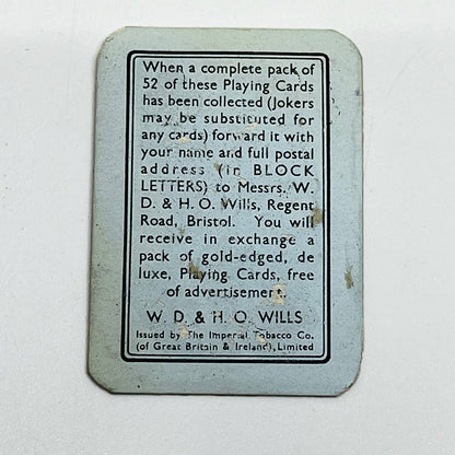 1930s W.D & H.O. Wills Cigarette Playing Card 7 of Clubs SC6