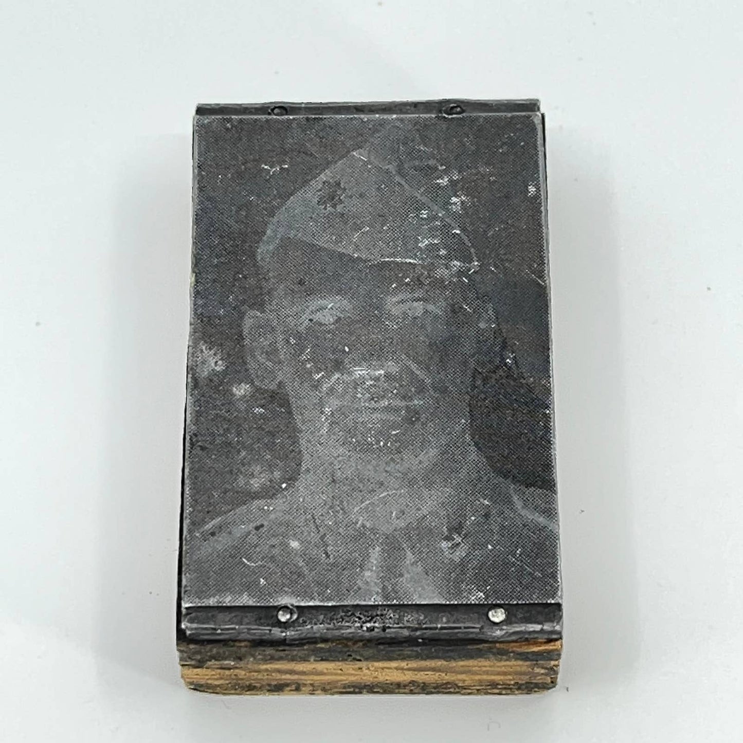 Photograph Engraving Typeset Print Block Soldier Portrait Elmer Holt 2x3” SD2