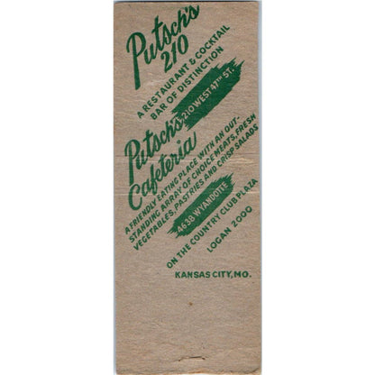 Putsch's 210 & Cafeteria Kansas City MO Advertising Matchbook Cover SA9-M5