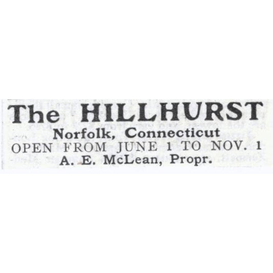 The Hillhurst Norfolk CT A.E. McClean - 1903 Original Ad TJ7-S9