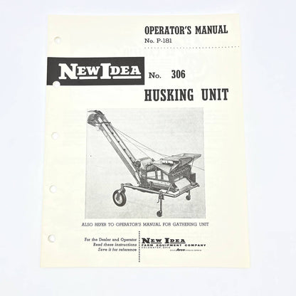 Original 1961 New Idea Parts List P-181 No. 306 Husking Unit TB9