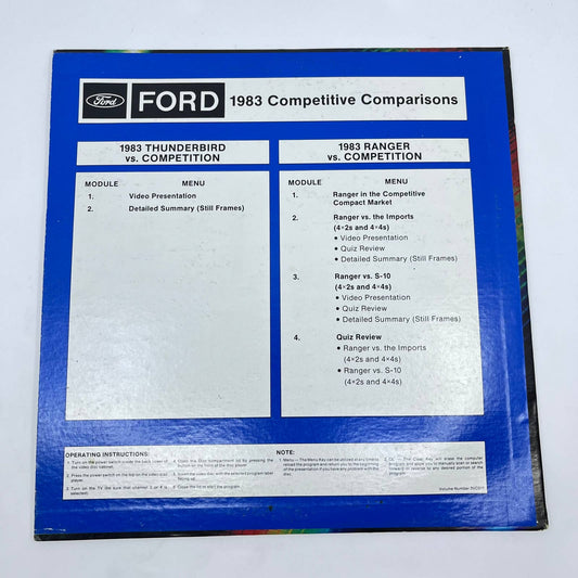 1983 Ford Laserdisc Laser Disc Competitive Comparisons Ranger & Thunderbird TA3