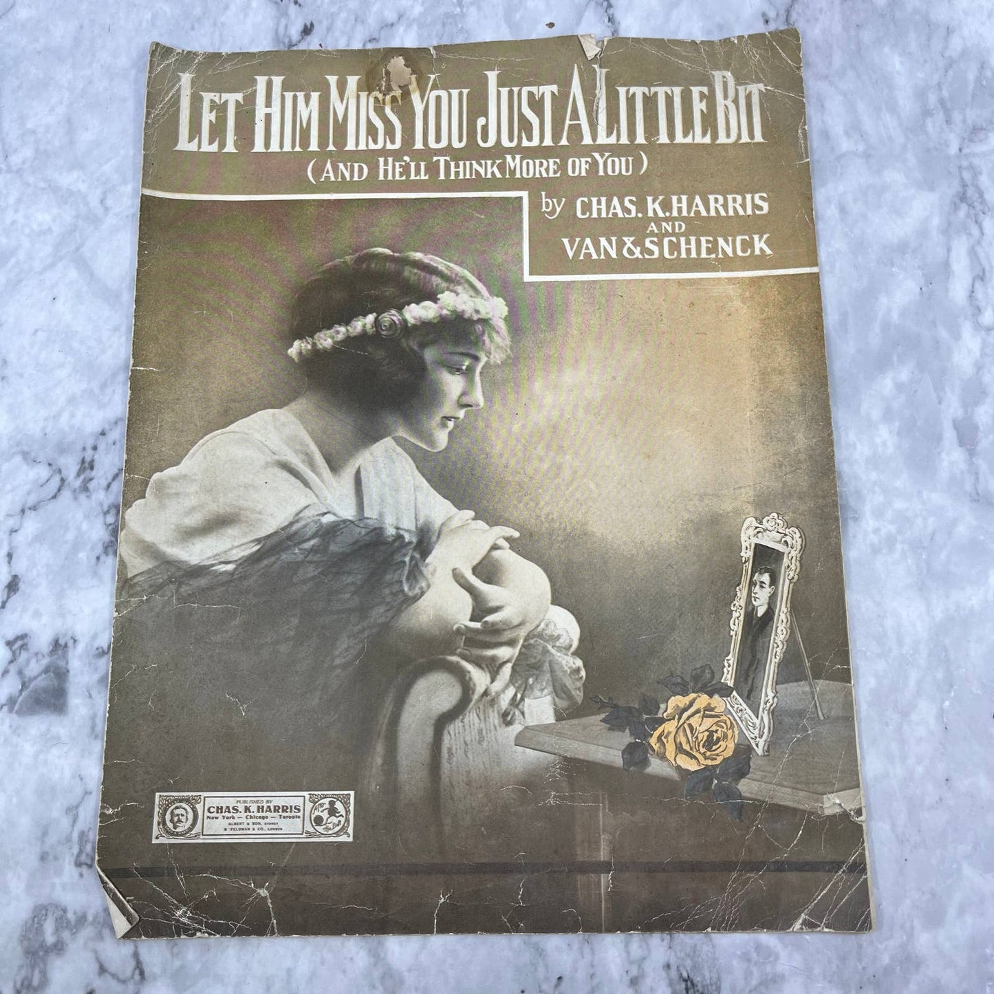 Art Nouveau Let Him Miss You Just A Little Bit Romanic Cover Art Sheet Music TJ4