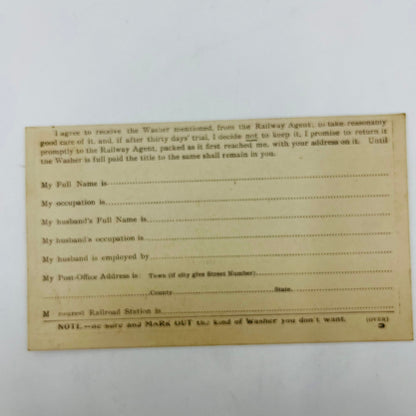 Antique c1900 Advertising Calling Card 1900 Washer Company Binghamton NY P9-14