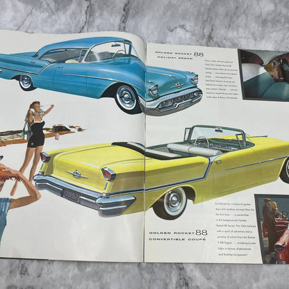 1957 Oldsmobile Color Deluxe Sales Brochure NinetyEight Starfire Super 88 TK2