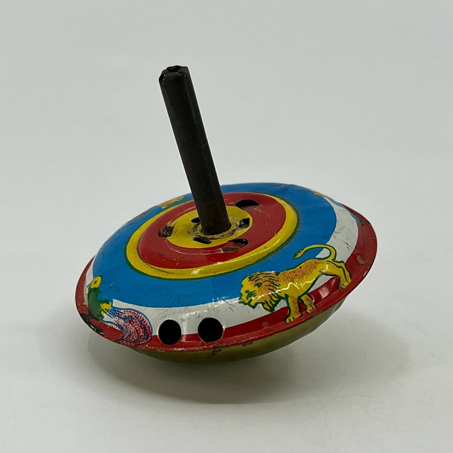 Vintage Original Tin Litho Animals Toy Spinning Top Japan SC4