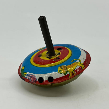 Vintage Original Tin Litho Animals Toy Spinning Top Japan SC4