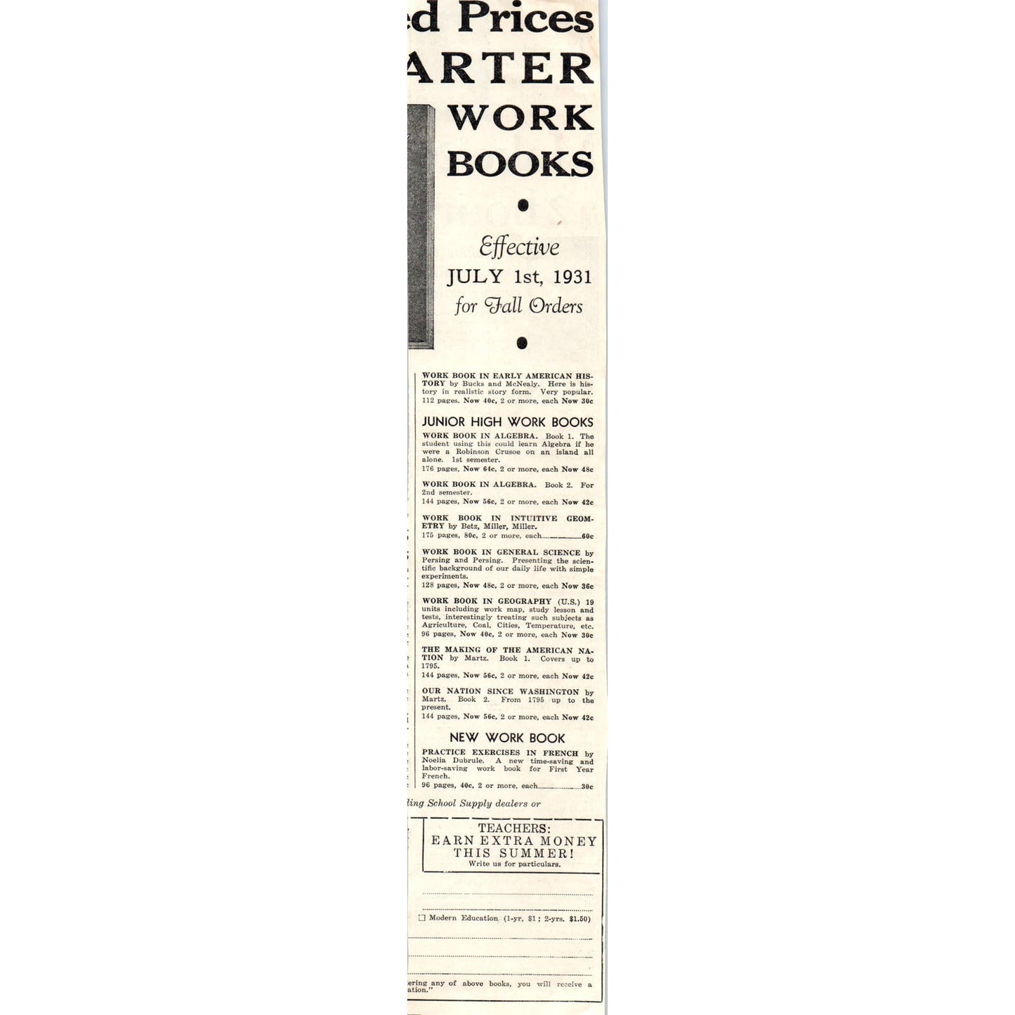 1931 G.P. Putnam's Sons New York Advertisement Make $20 in 2 Hours ~2.5x12 FL5-1